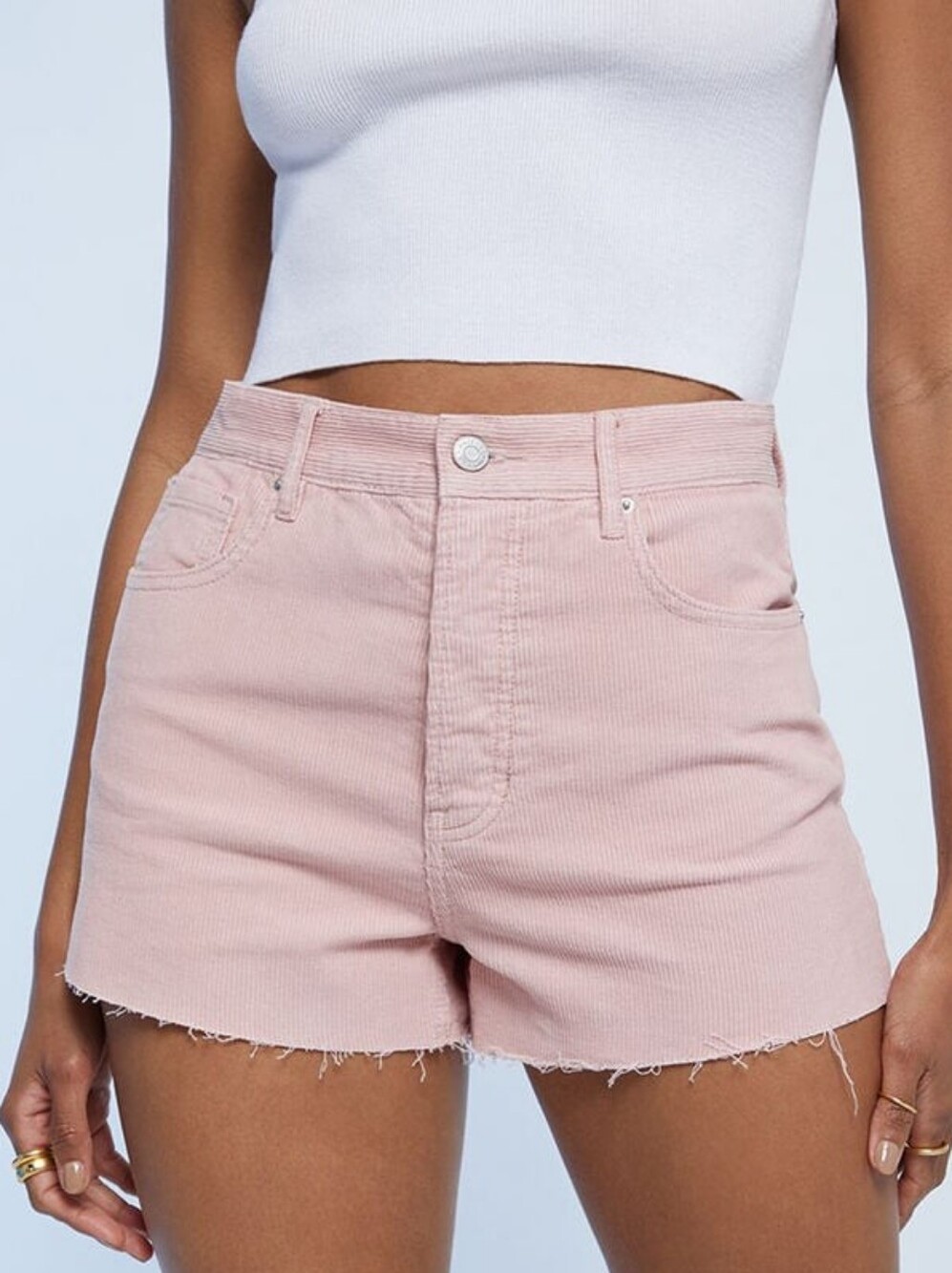 NWT Pacsun Pink Corduroy Vintage High Rise El Shortie Raw Hem Shorts Size 27